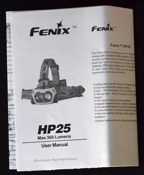 First page of Fenix HP25 factory manual.