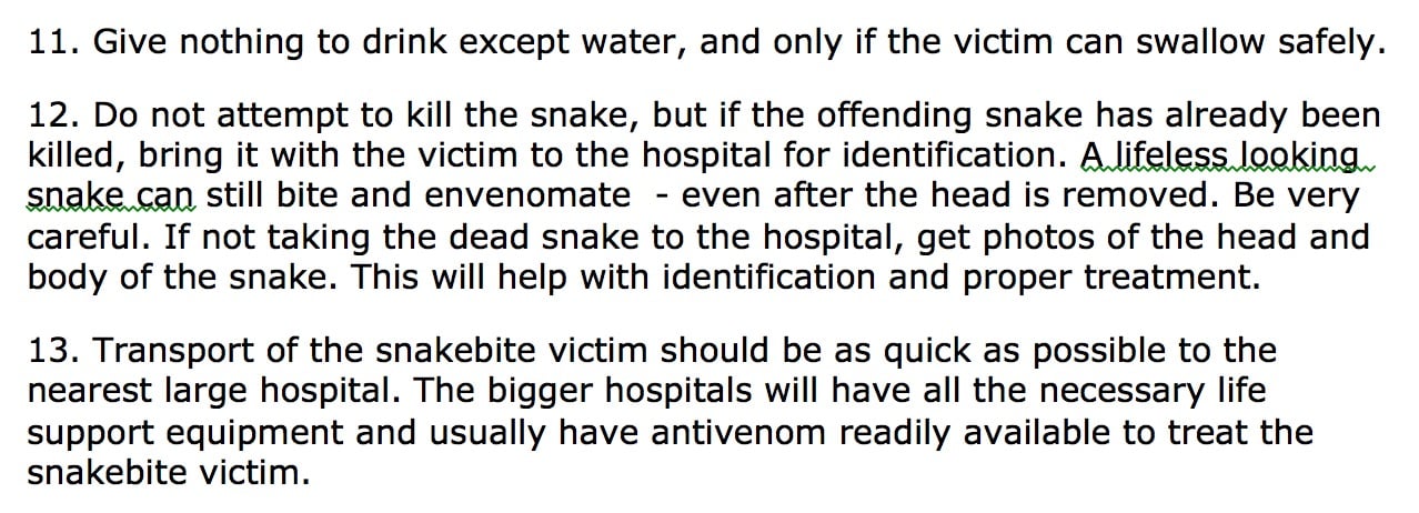 Initial First Aid Instructions for NAJA (Monocled, Siamese Spitting, Sumatran Spitting Cobras) Snakebite - Part 3